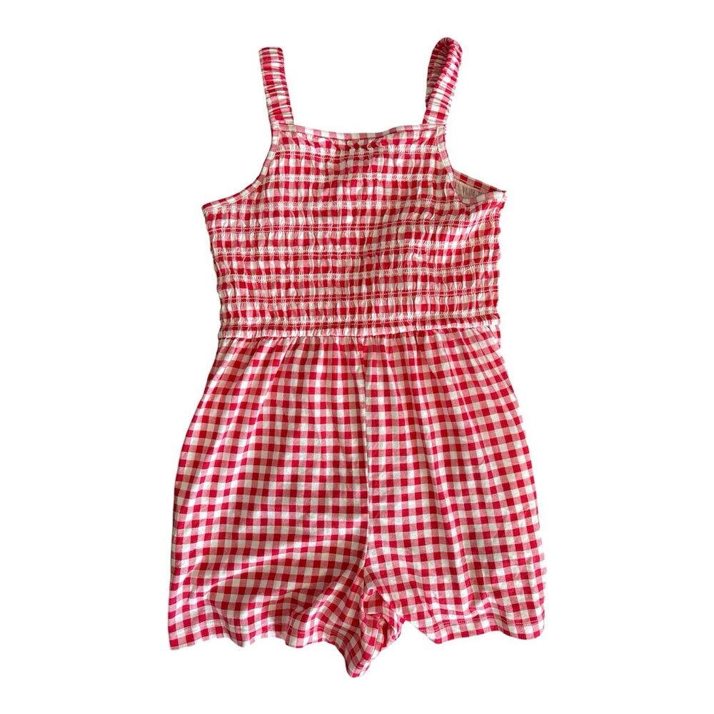 Old Navy Girls Red Gingham Smocked Romper Size XL 14-16